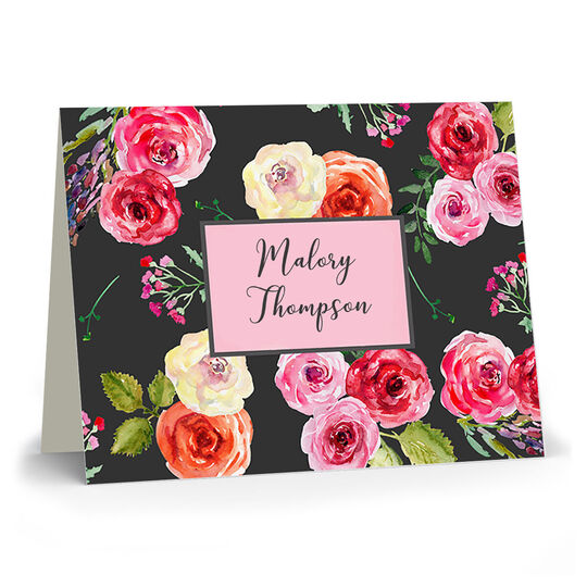 Charcoal Floral Folded Note Cards